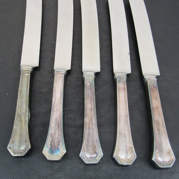 Reed & Barton Pompeian Greek Key & Scrollwork Design Flatware 5 Knives Vintage - Picture 5 of 8